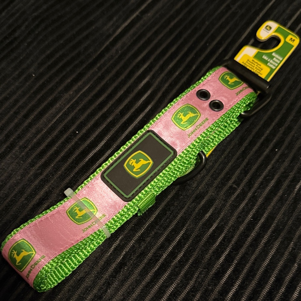 John Deere Green and Pink Pet Collar